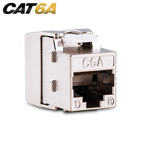 Quest Technology International Cat6A Shielded 180 Degree Tooless Keystone Jacks, Poe++, Silver NKJ-7609